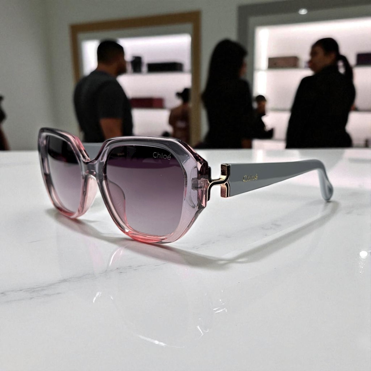 Bohemian Chic: Gradient Chloé Sunglasses with Gold Accents