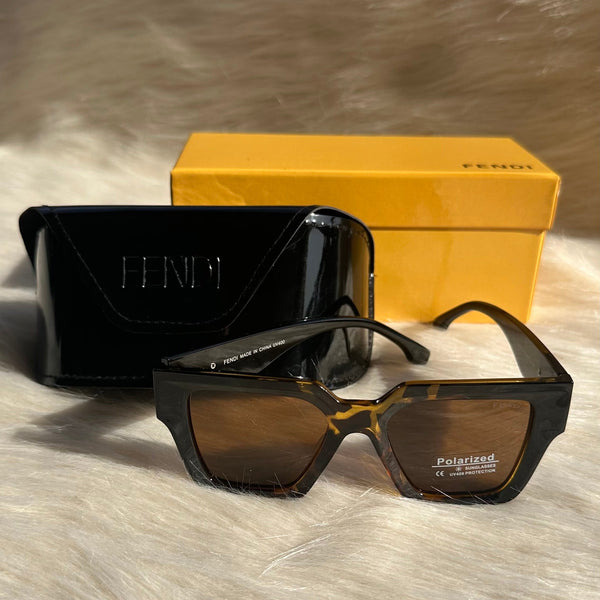 Fendi Brown Havana Polarized Geometric Sunglasses – Bold Elegance