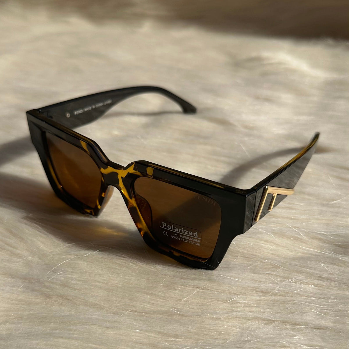 Fendi Brown Havana Polarized Geometric Sunglasses – Bold Elegance