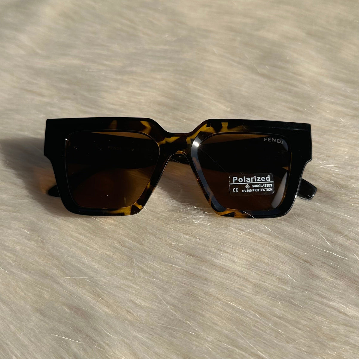 Fendi Brown Havana Polarized Geometric Sunglasses – Bold Elegance
