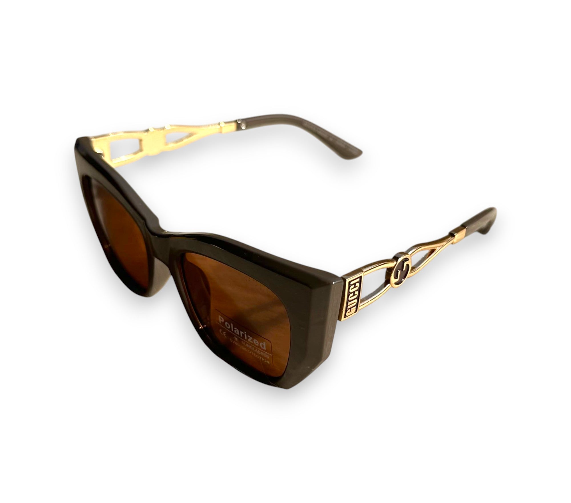 Gucci Iconic GG Brown & Gold Polarized Sunglasses – Bold Luxury Redefined