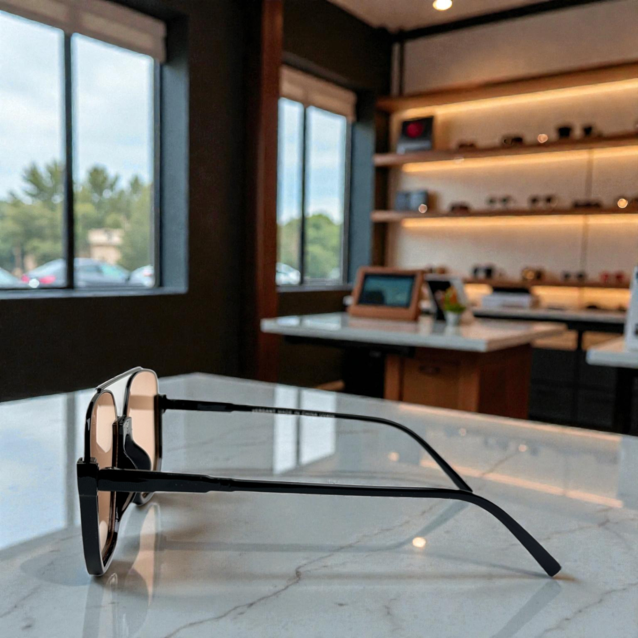 Modern Black Square Aviator Shades