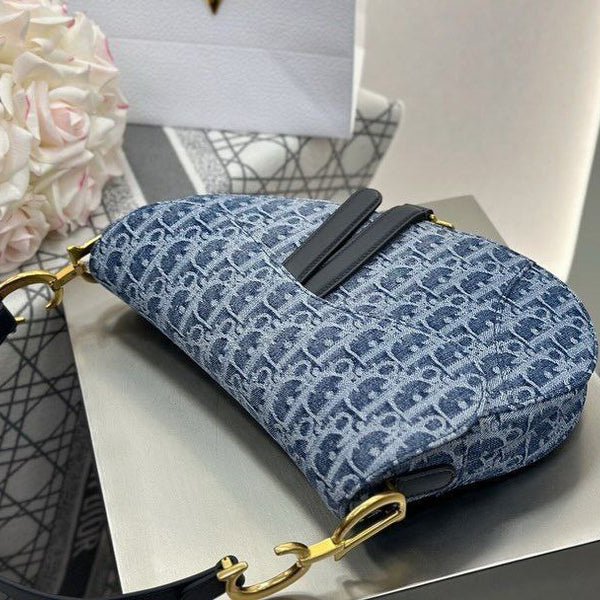 Dior Saddle Bag in Blue Monogram Denim – Iconic Elegance Reimagined
