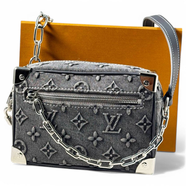 Louis Vuitton Mini Soft Trunk Monogram Denim – Grey Chain Crossbody Edition