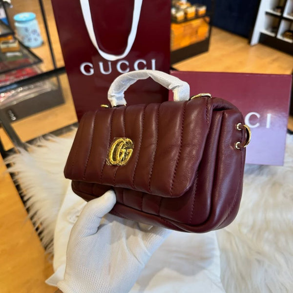 Gucci GG Marmont Small Matelassé Shoulder Bag – Burgundy Leather