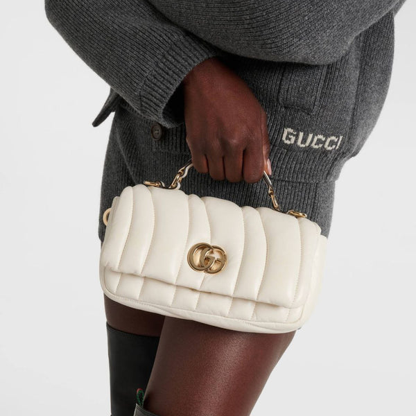 Gucci GG Marmont Mini White Quilted Leather Shoulder Bag