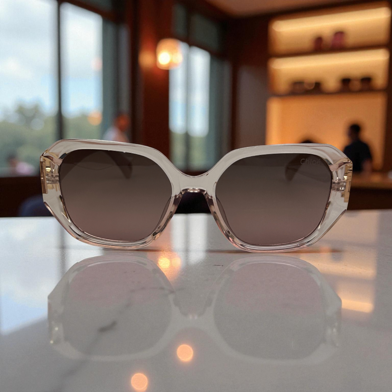 Chloé Oversized light pink Gradient Sunglasses – Polarized UV Protection