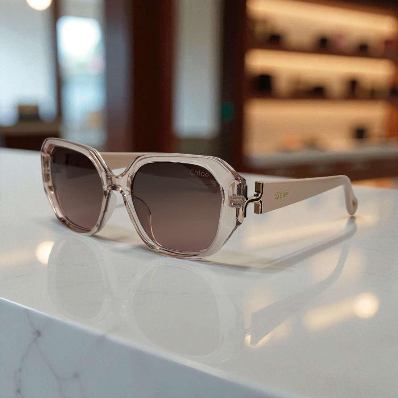 Chloé Oversized light pink Gradient Sunglasses – Polarized UV Protection
