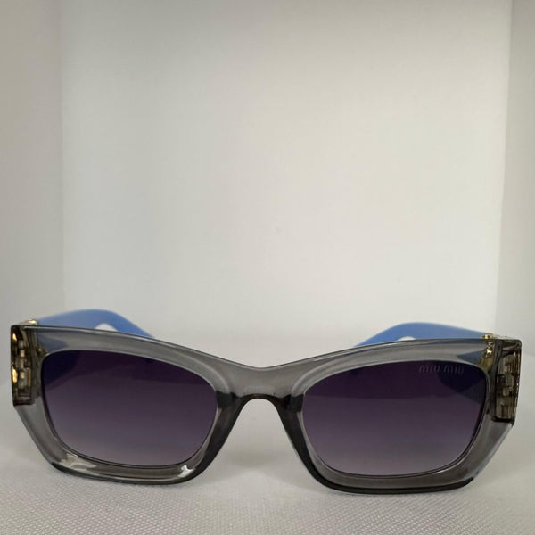 Miu Miu Blue Statement Sunglasses with Gold Accents