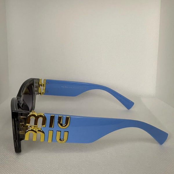 Miu Miu Blue Statement Sunglasses with Gold Accents