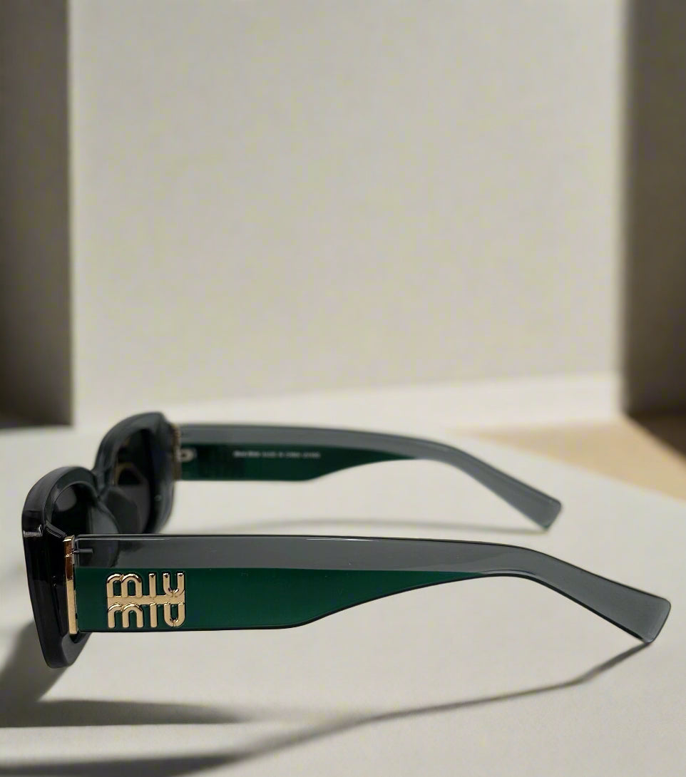 Miu Miu Deep Green Logo-Embellished Sunglasses