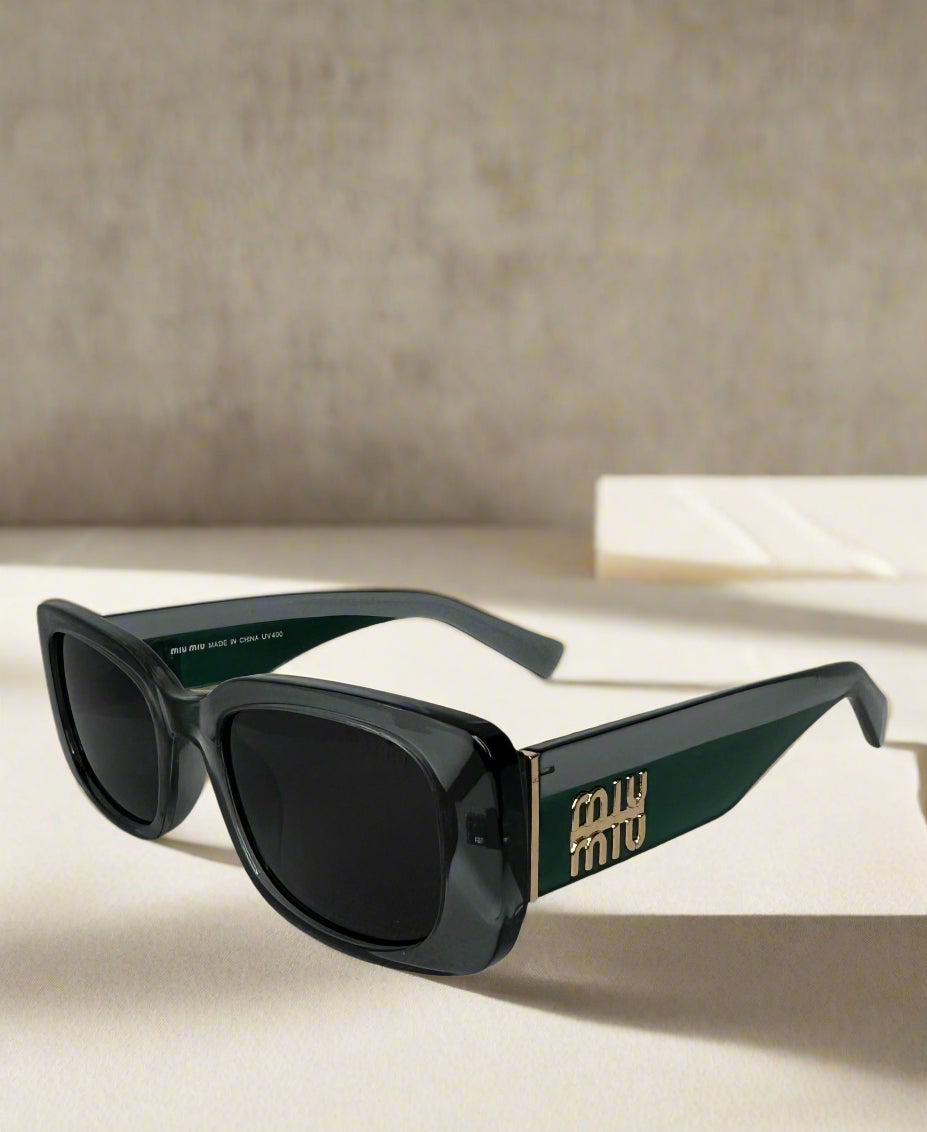 Miu Miu Deep Green Logo-Embellished Sunglasses