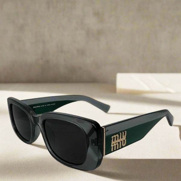 Miu Miu Deep Green Logo-Embellished Sunglasses