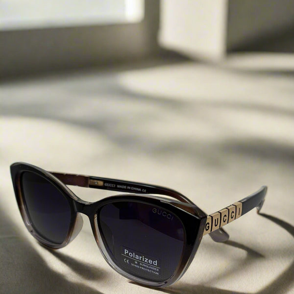 Gucci Cat-Eye Polarized Sunglasses with Gold Logo Arms