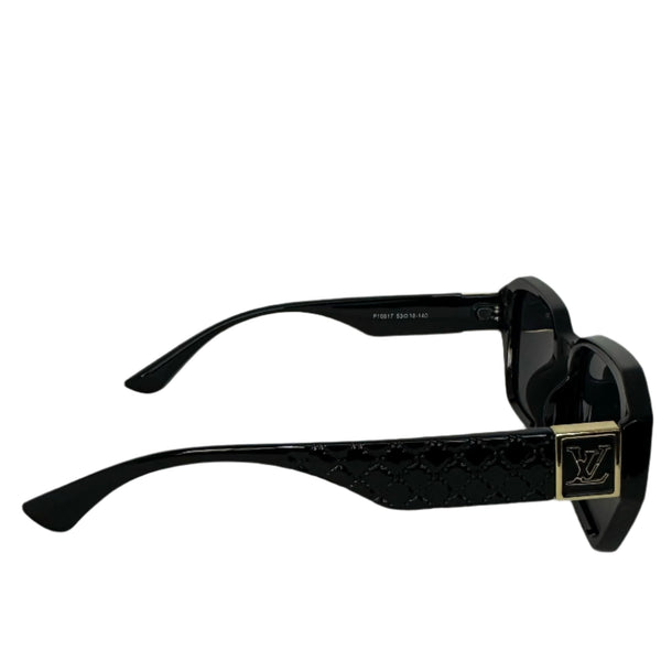 VLV Black Polarized Sunglasses with Gold Monogram Arms