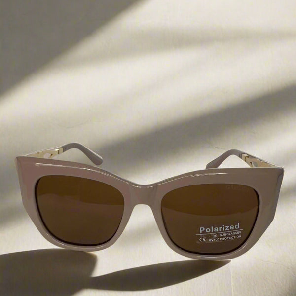 Gucci Blush Polarized Cat-Eye Sunglasses with Gold GG Side Detail
