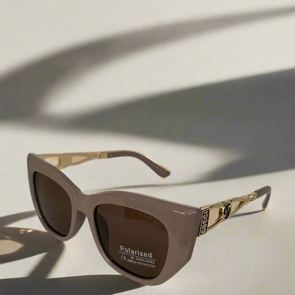 Gucci Blush Polarized Cat-Eye Sunglasses with Gold GG Side Detail