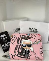Karl Lagerfeld Pink Graffiti Mini Zip Wallet – Limited Edition