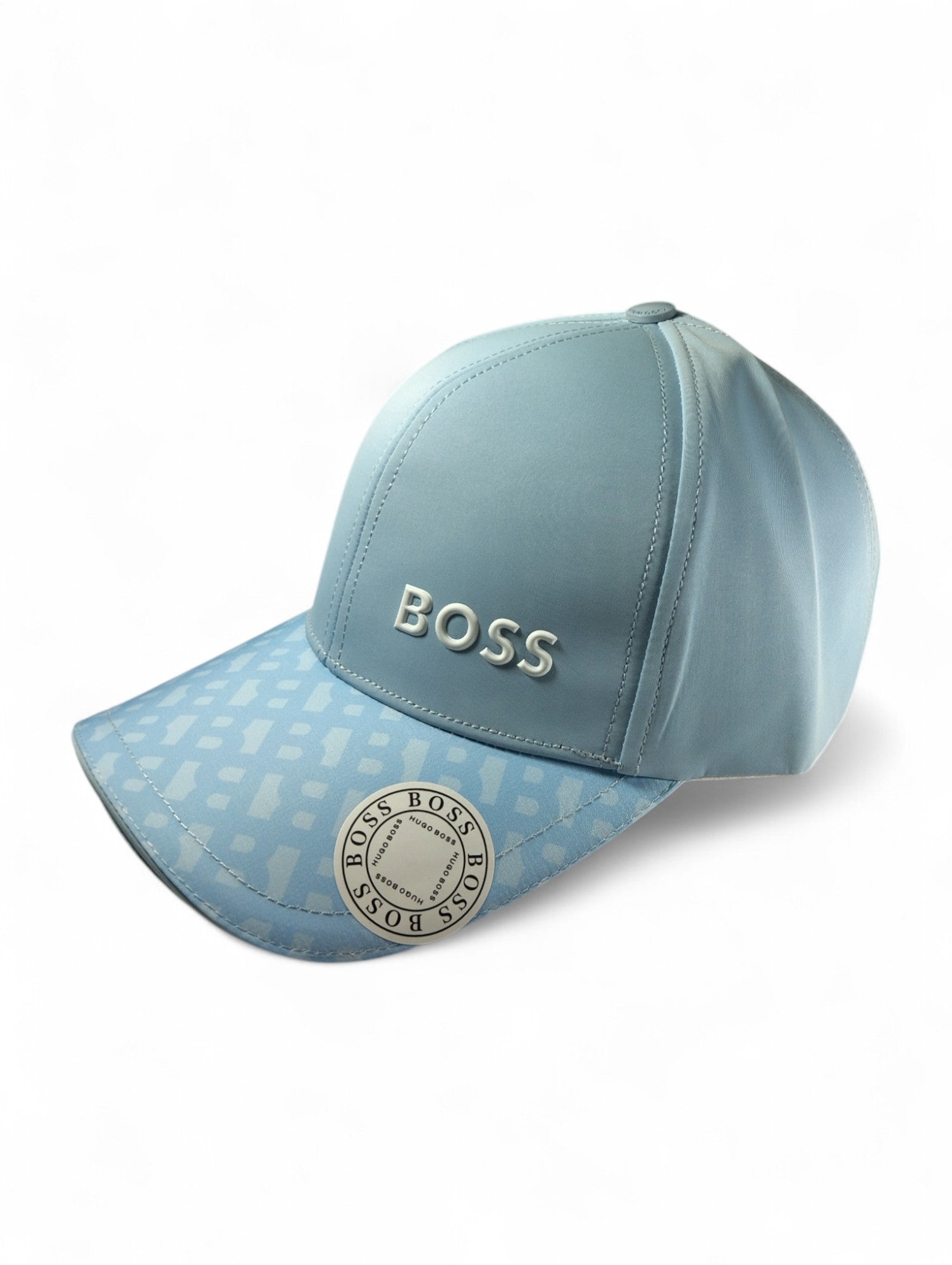 Light Blue BOSS: Branded Baseball Cap with Patterned Visor