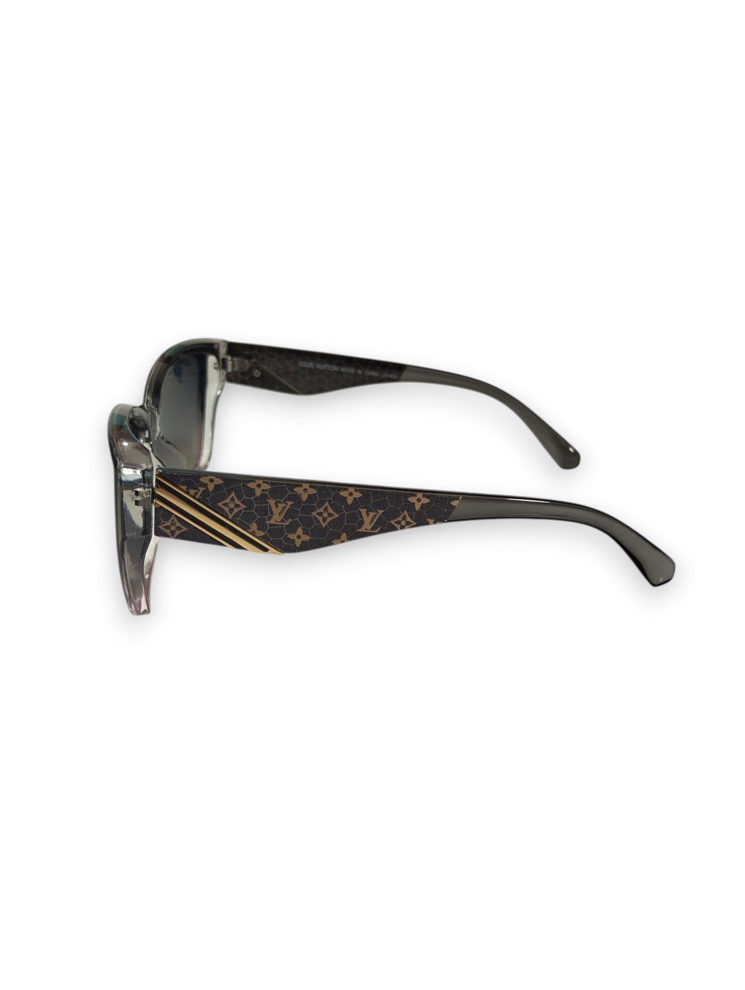 Gradient Glamour: Louis Vuitton-Inspired Transparent Gray Polarized Sunglasses