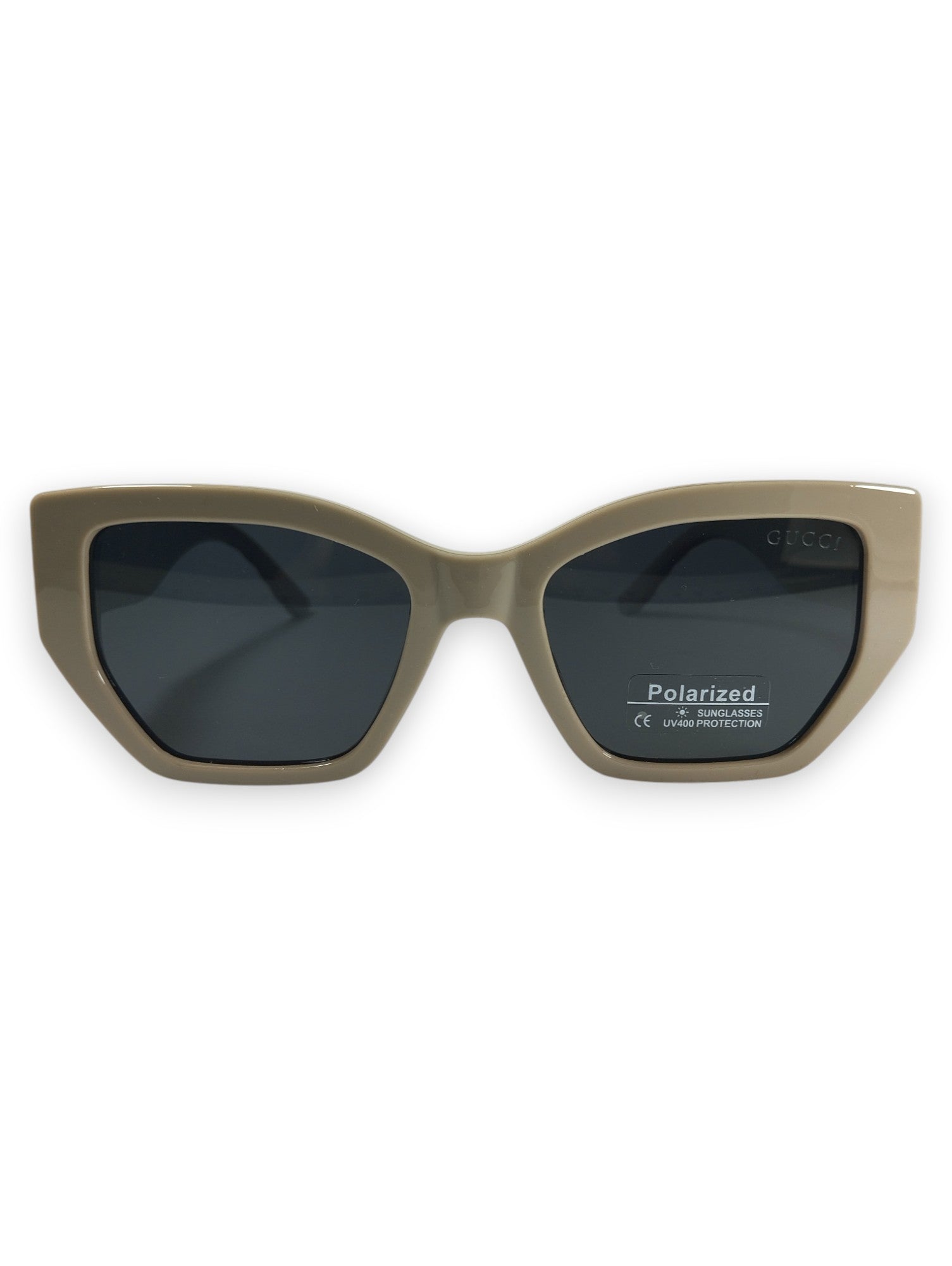 Sophisticated Taupe: Gucci-Inspired Polarized Sunglasses with Iconic Logo
