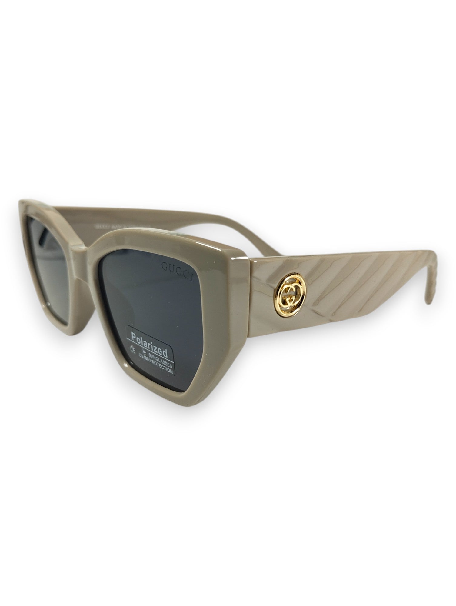 Sophisticated Taupe: Gucci-Inspired Polarized Sunglasses with Iconic Logo