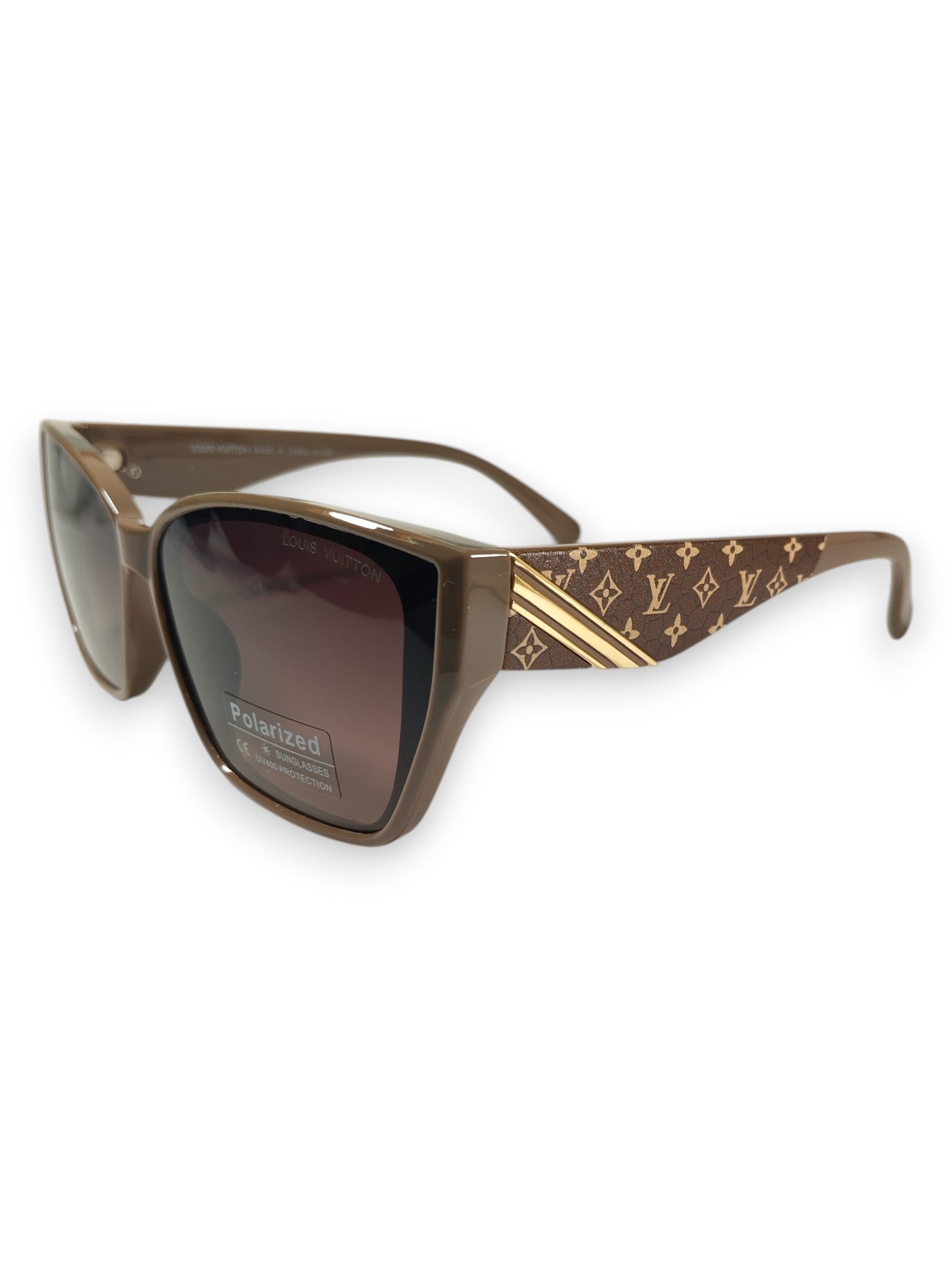 Signature Monogram: Louis Vuitton-Inspired Brown Polarized Sunglasses