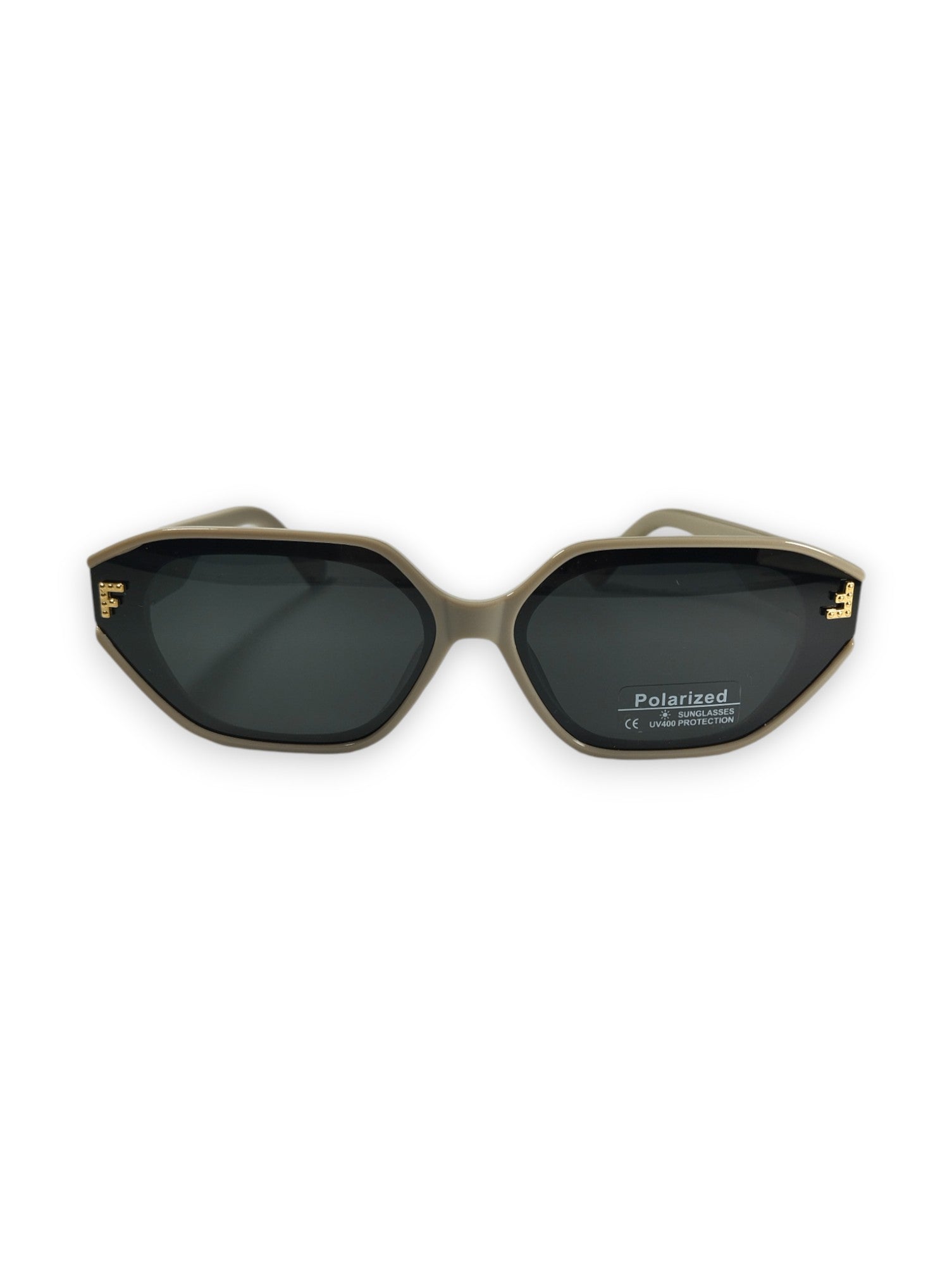 Chic Fendi-Inspired: Taupe Polarized Sunglasses with Iconic Logo