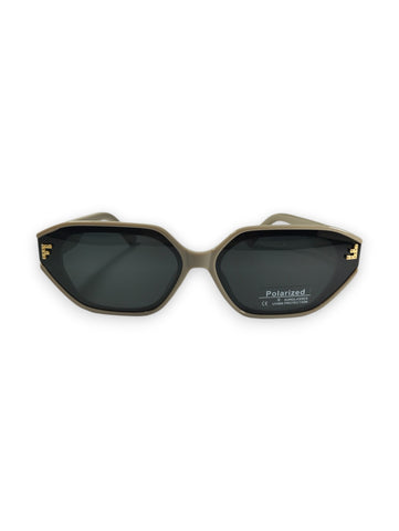 Chic Fendi-Inspired: Taupe Polarized Sunglasses with Iconic Logo