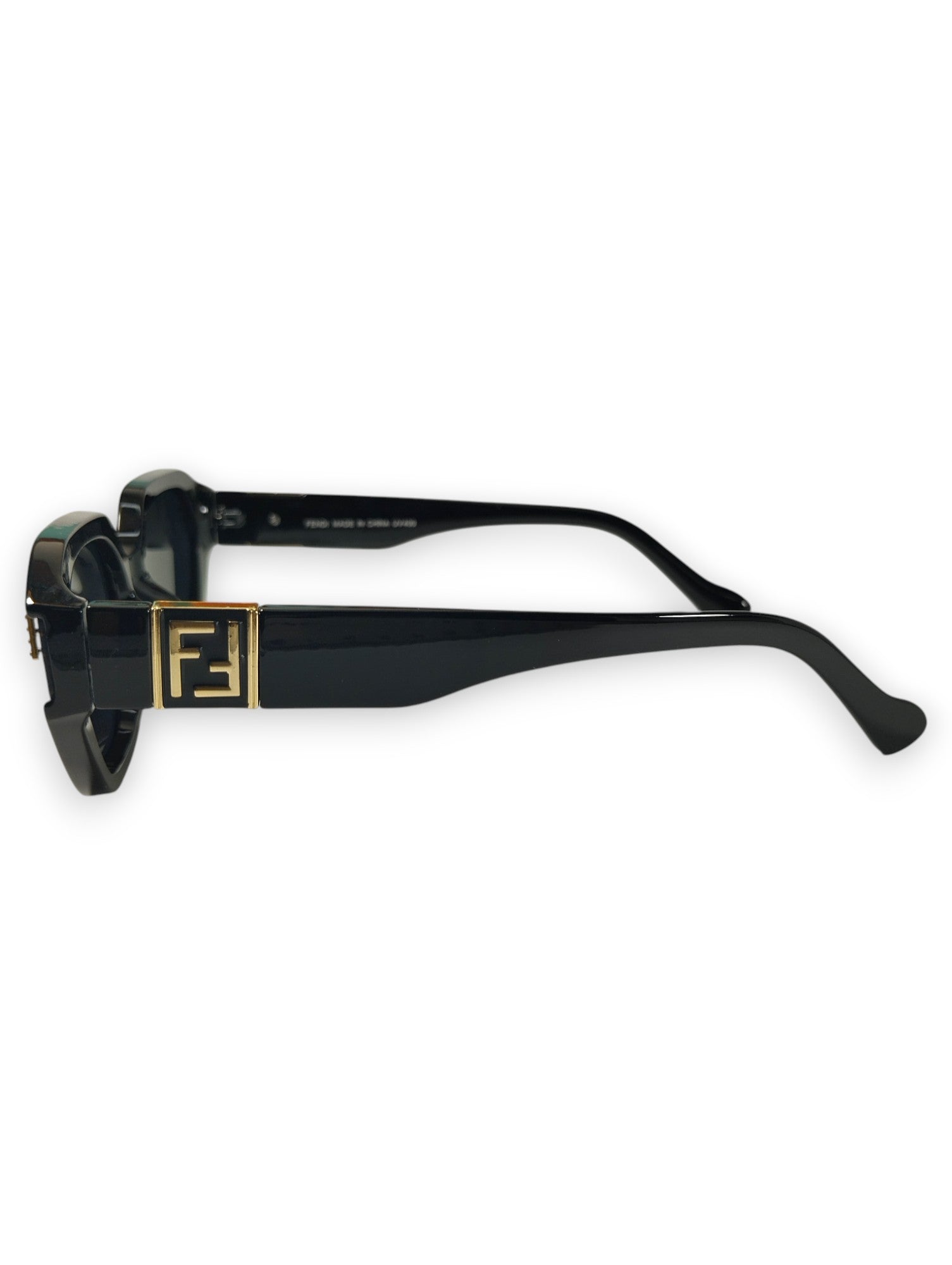 Bold & Iconic Fendi-Inspired: Black Polarized Sunglasses with Signature Logo