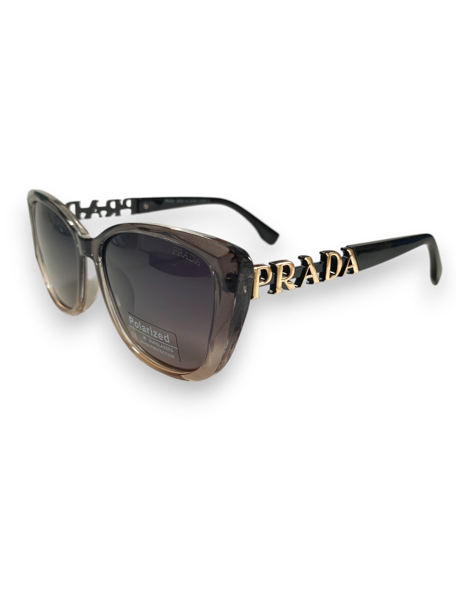 Prada Cat-Eye Sunglasses with Gradient Translucent Frames and Gold Logo