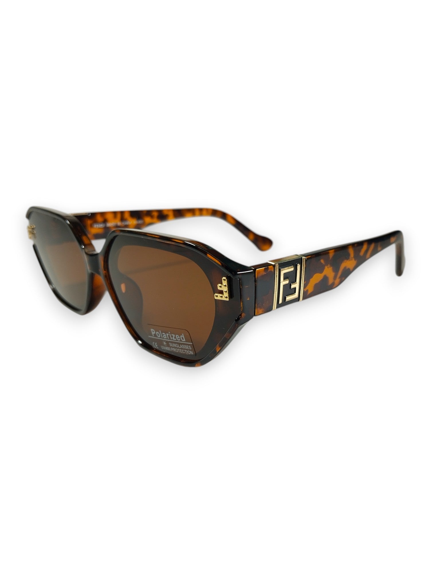 Fendi Geometric Cat-Eye Sunglasses with Gold-Tone F Logo