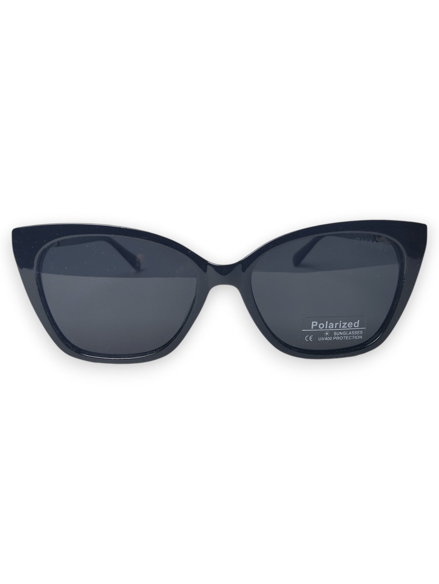 Sleek Black Chanel Cat-Eye Sunglasses with Gold Accents