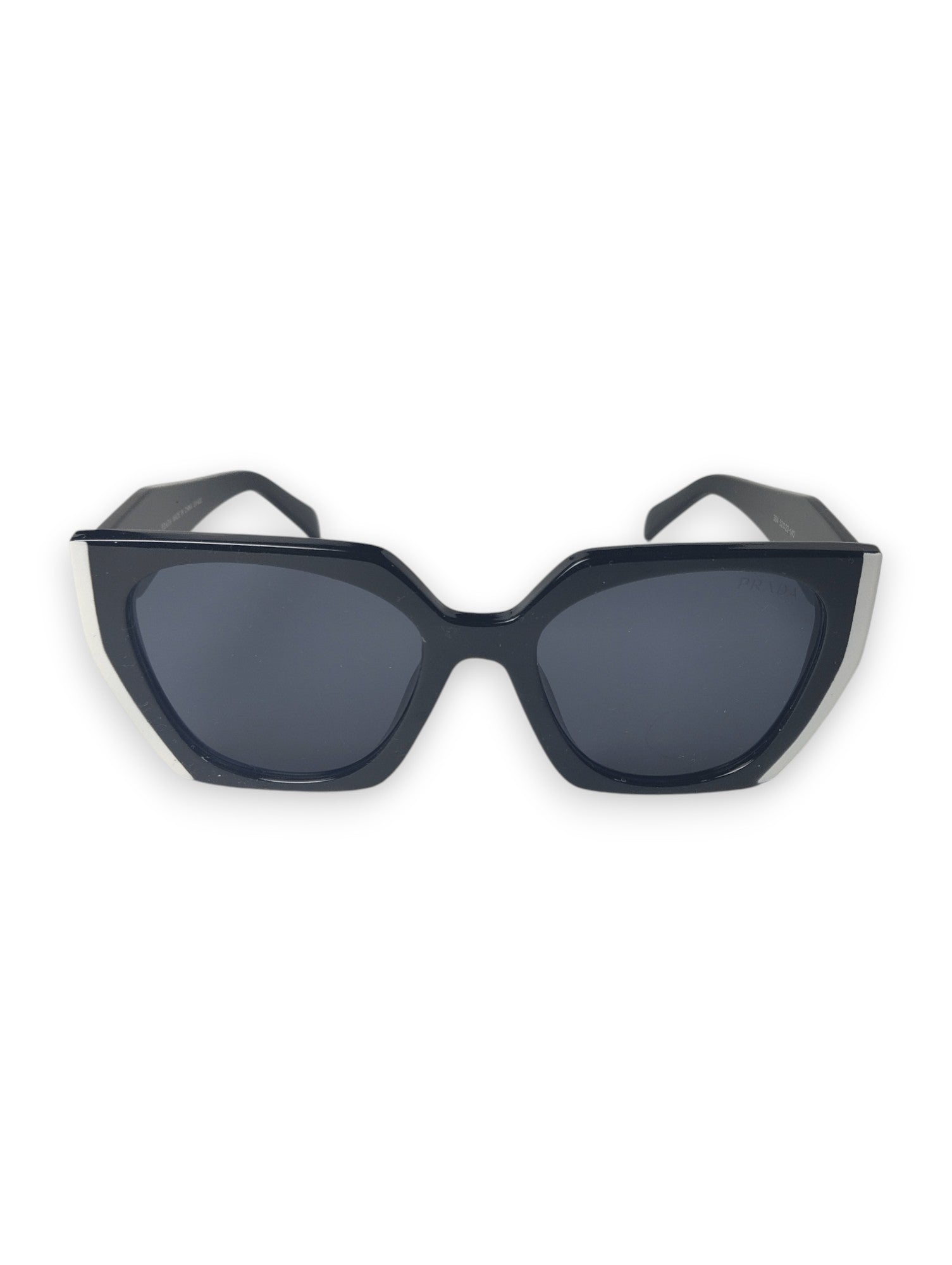 Bold Black & White Prada Sunglasses with Gold Accents