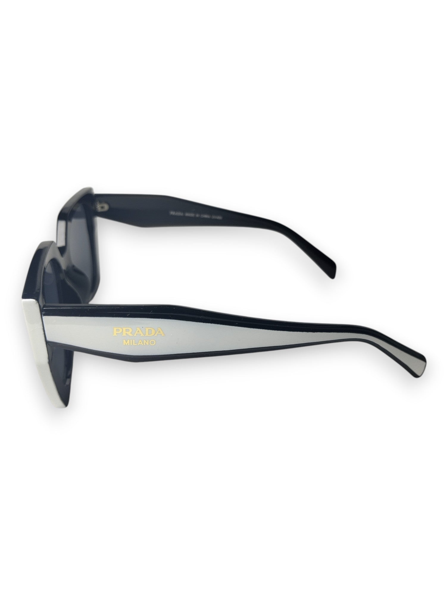 Bold Black & White Prada Sunglasses with Gold Accents