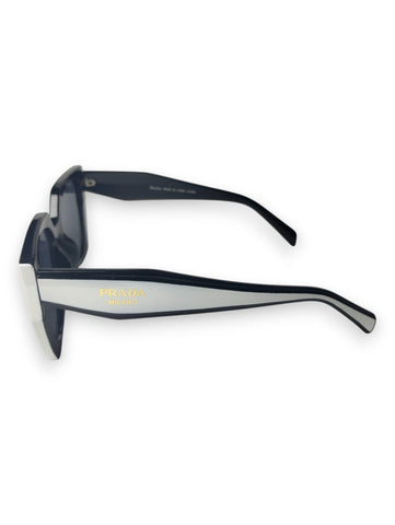 Bold Black & White Prada Sunglasses with Gold Accents