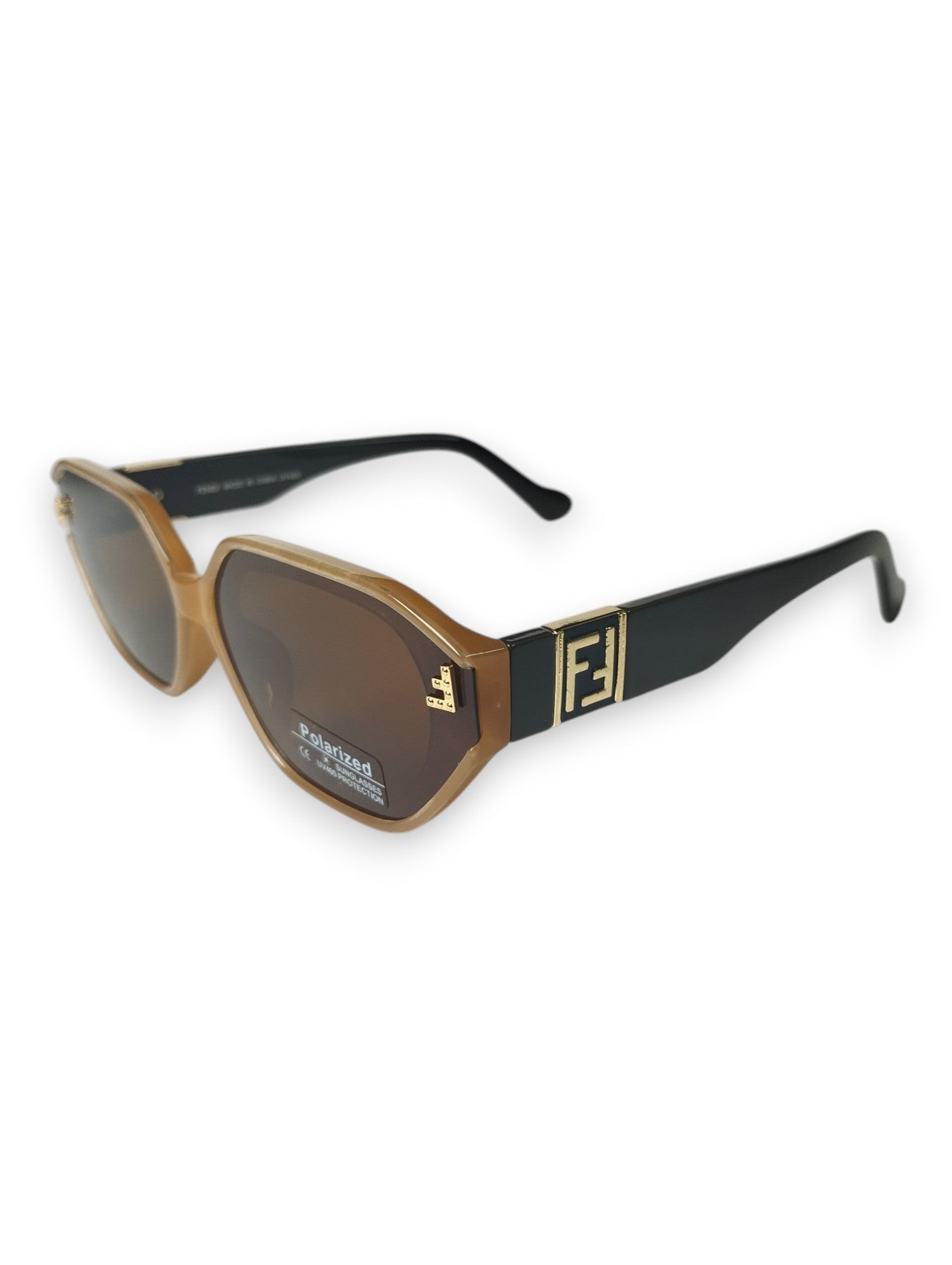 Golden Sands: Fendi-Inspired Sunglasses with Brown Lenses