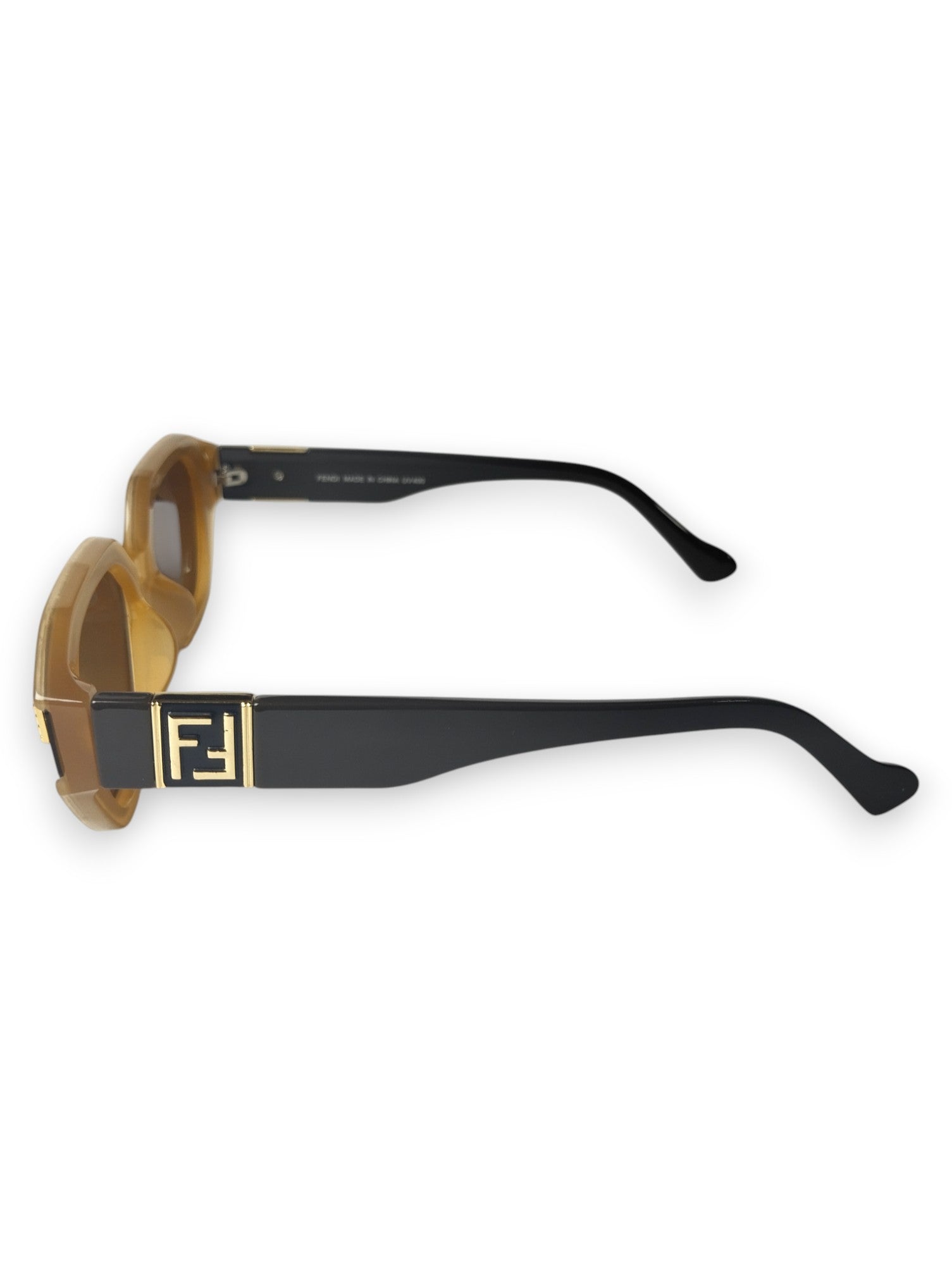 Golden Sands: Fendi-Inspired Sunglasses with Brown Lenses