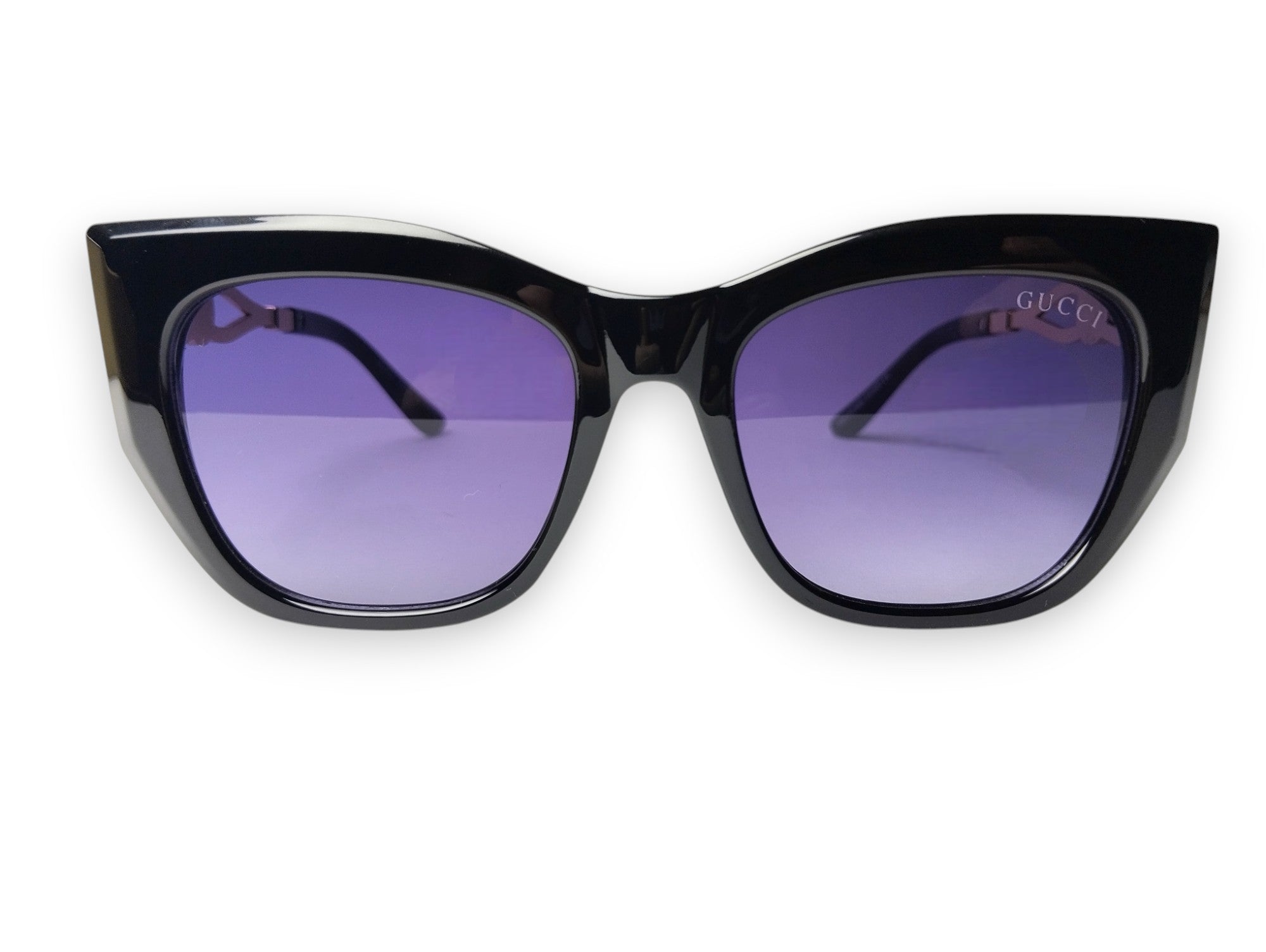 Gucci Black Polarized Cat-Eye Sunglasses with Gold Interlocking GG Arms