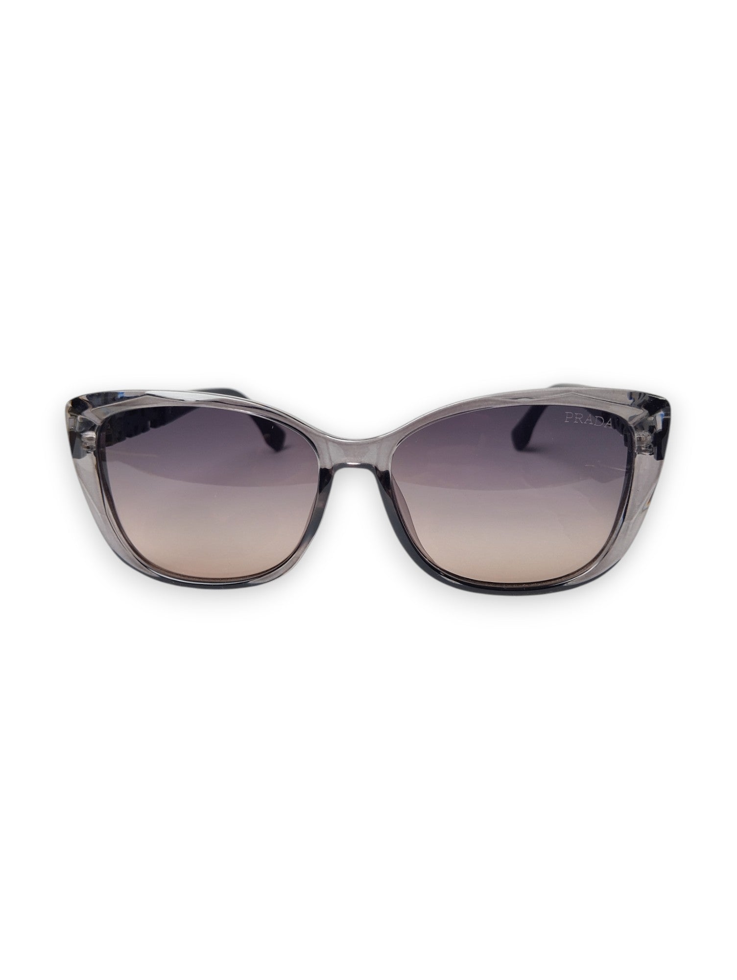 Prada Sculptural Logo Cat-Eye Sunglasses – Translucent Grey