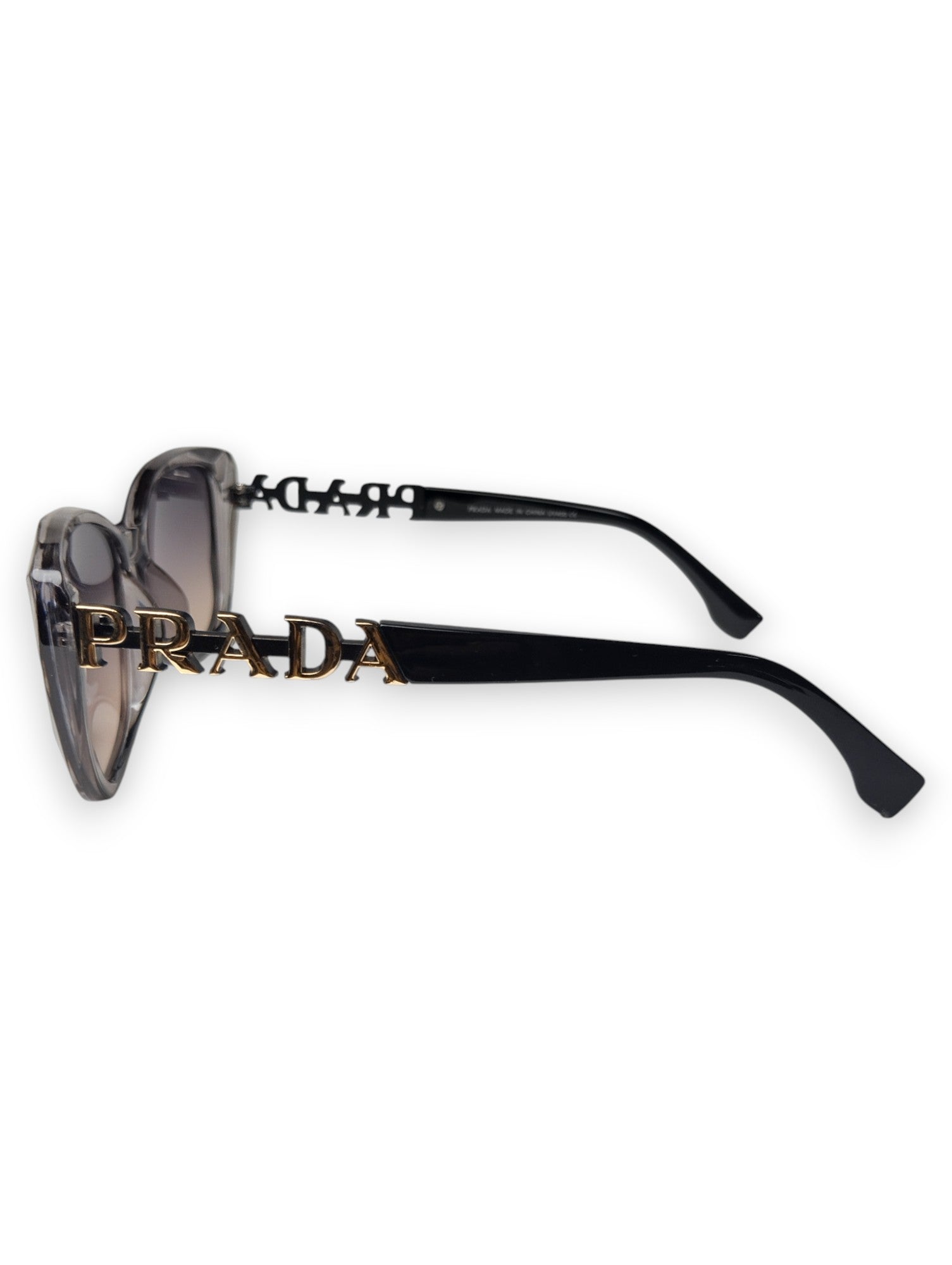 Prada Sculptural Logo Cat-Eye Sunglasses – Translucent Grey