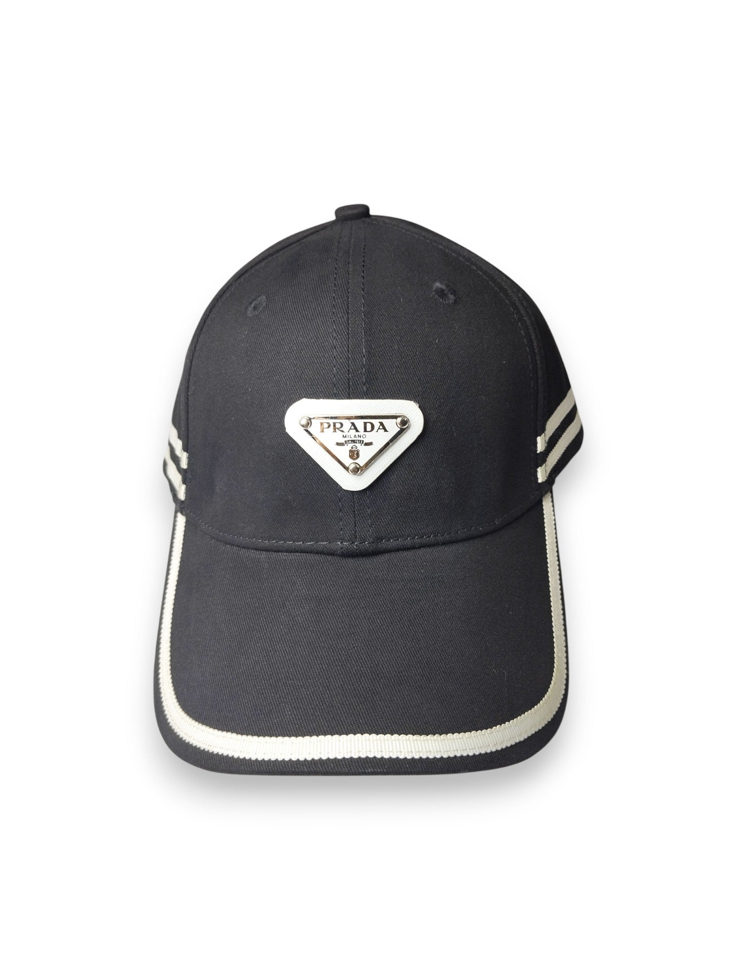 Prada Re-Nylon Baseball Cap with Stripes