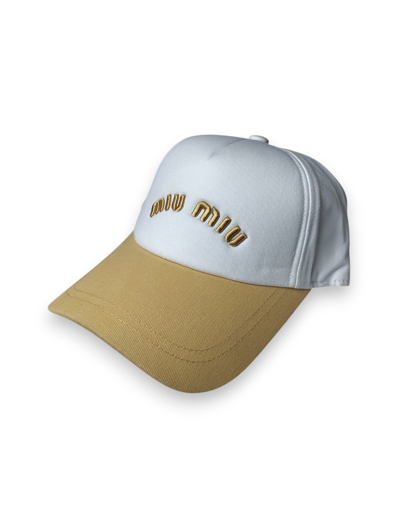 Miu Miu Two-Tone Baseball Cap with Gold Embroidery