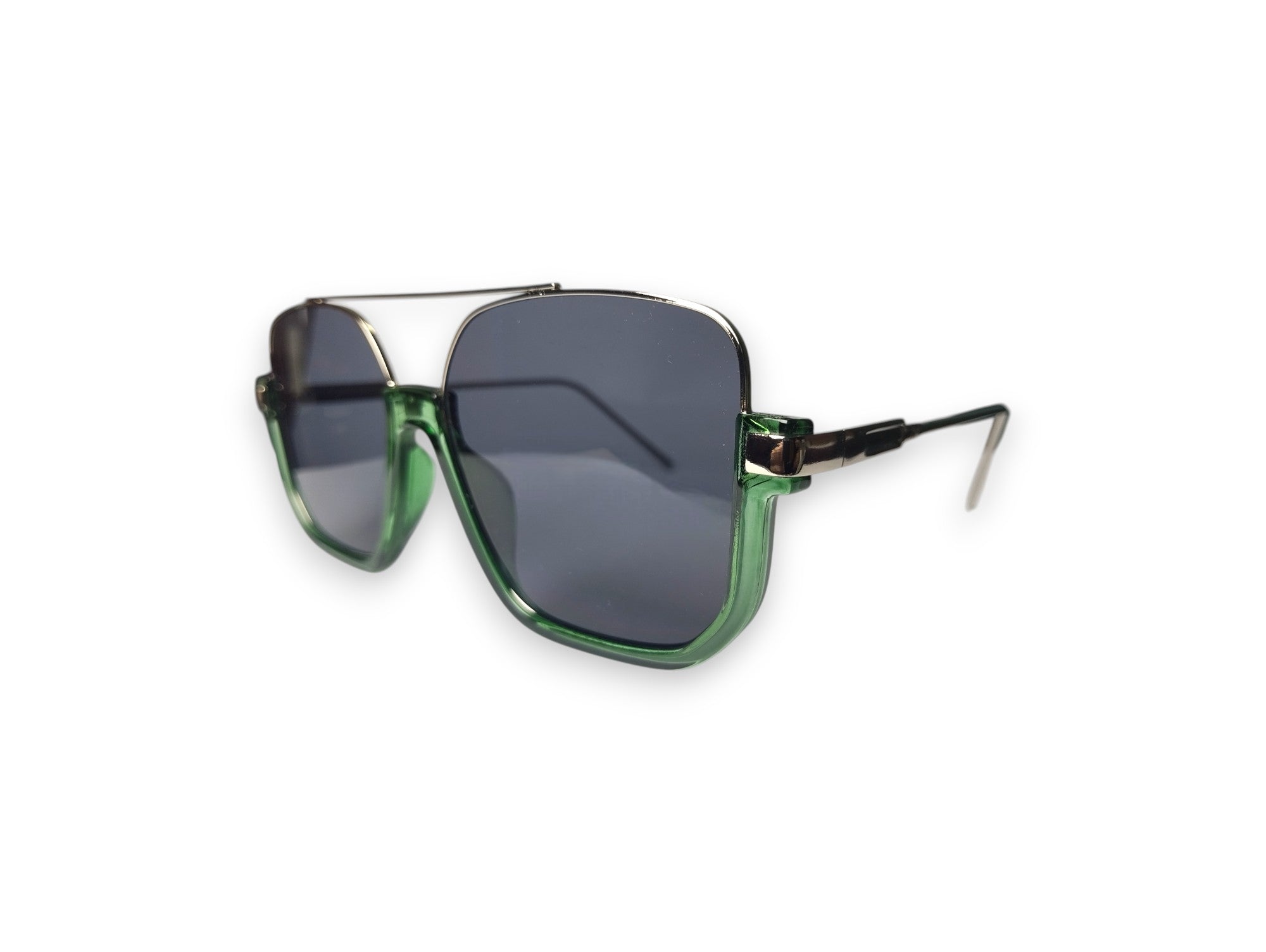 Stylish Aviator Sunglasses with Translucent Green Frame and Dark Lenses