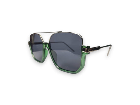 Stylish Aviator Sunglasses with Translucent Green Frame and Dark Lenses