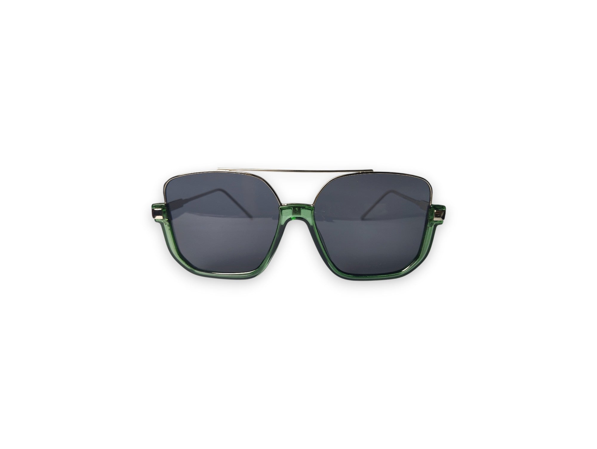 Stylish Aviator Sunglasses with Translucent Green Frame and Dark Lenses