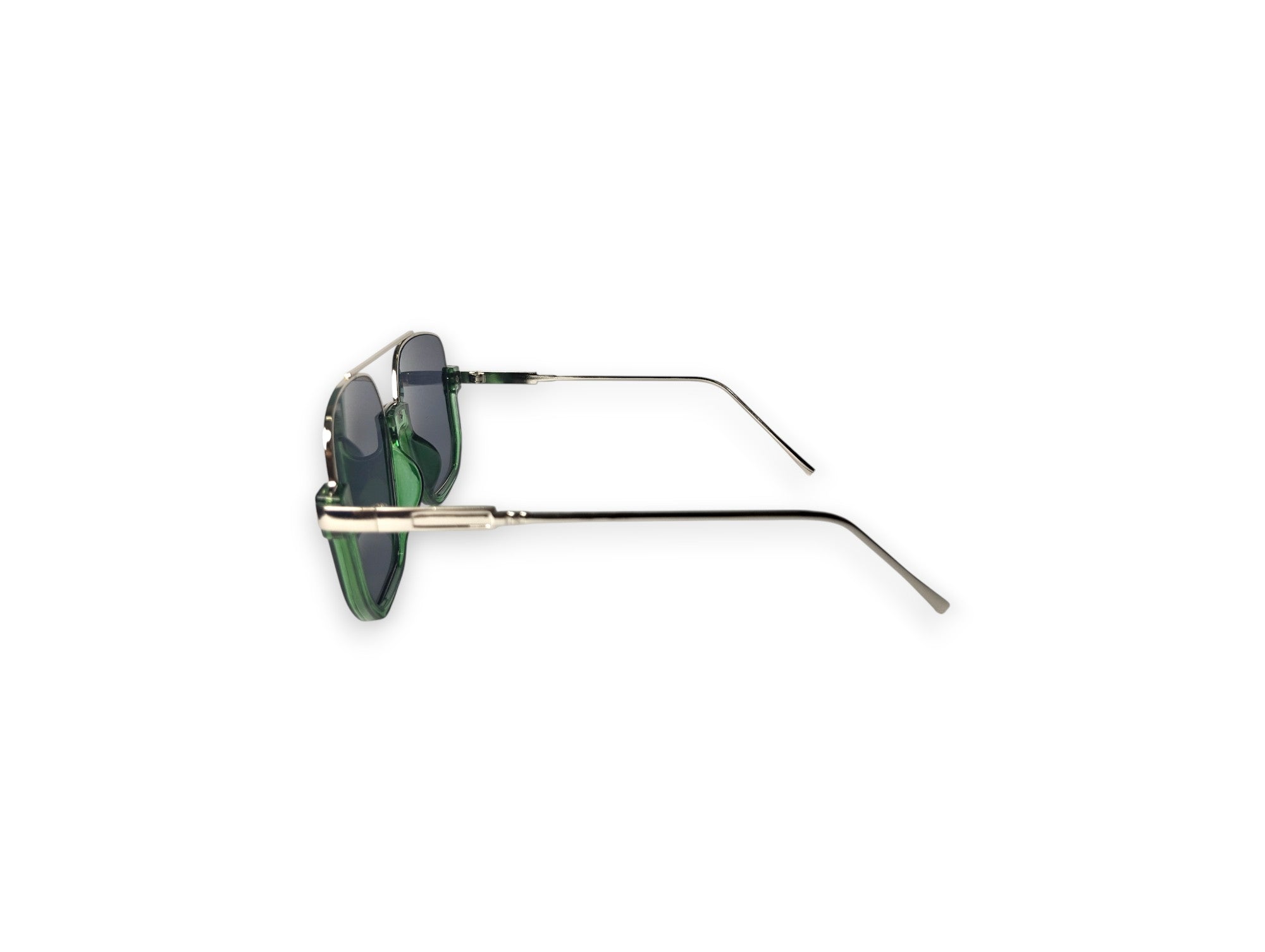 Stylish Aviator Sunglasses with Translucent Green Frame and Dark Lenses