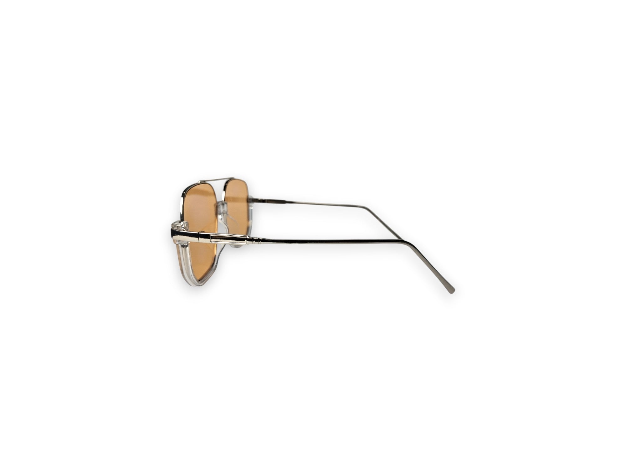 Stylish Aviator Sunglasses with Translucent Frame and Light Brown Lenses