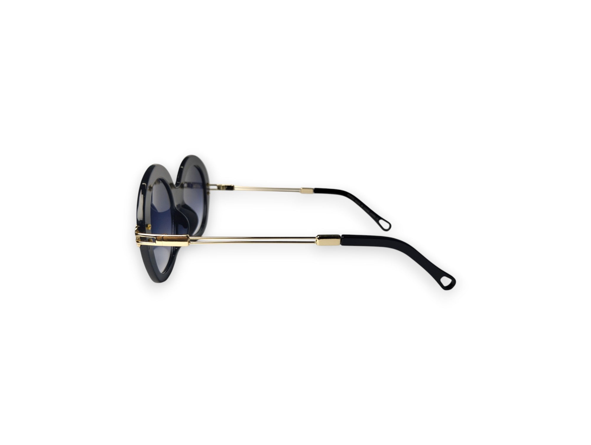Timeless Gucci Women's Black Round Sunglasses with Gold Details
