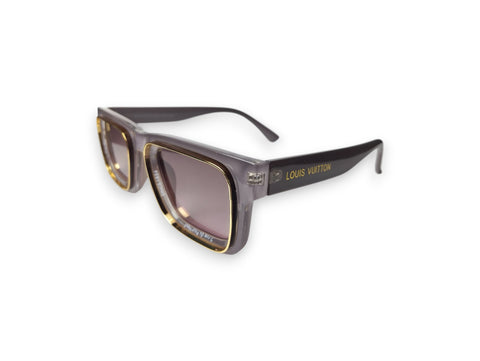 Louis Vuitton-Inspired Dark Grey Square Sunglasses